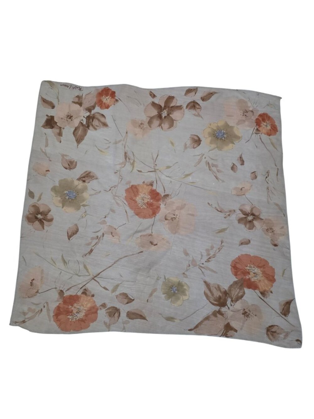 Vintage Ralph Lauren Rectangular Floral Silk Scarf 30" x 29"